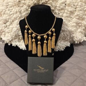 Michael Michaud Gold Bead & Tassel Necklace